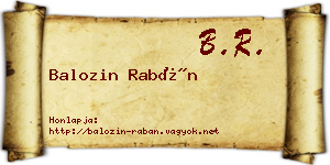 Balozin Rabán névjegykártya